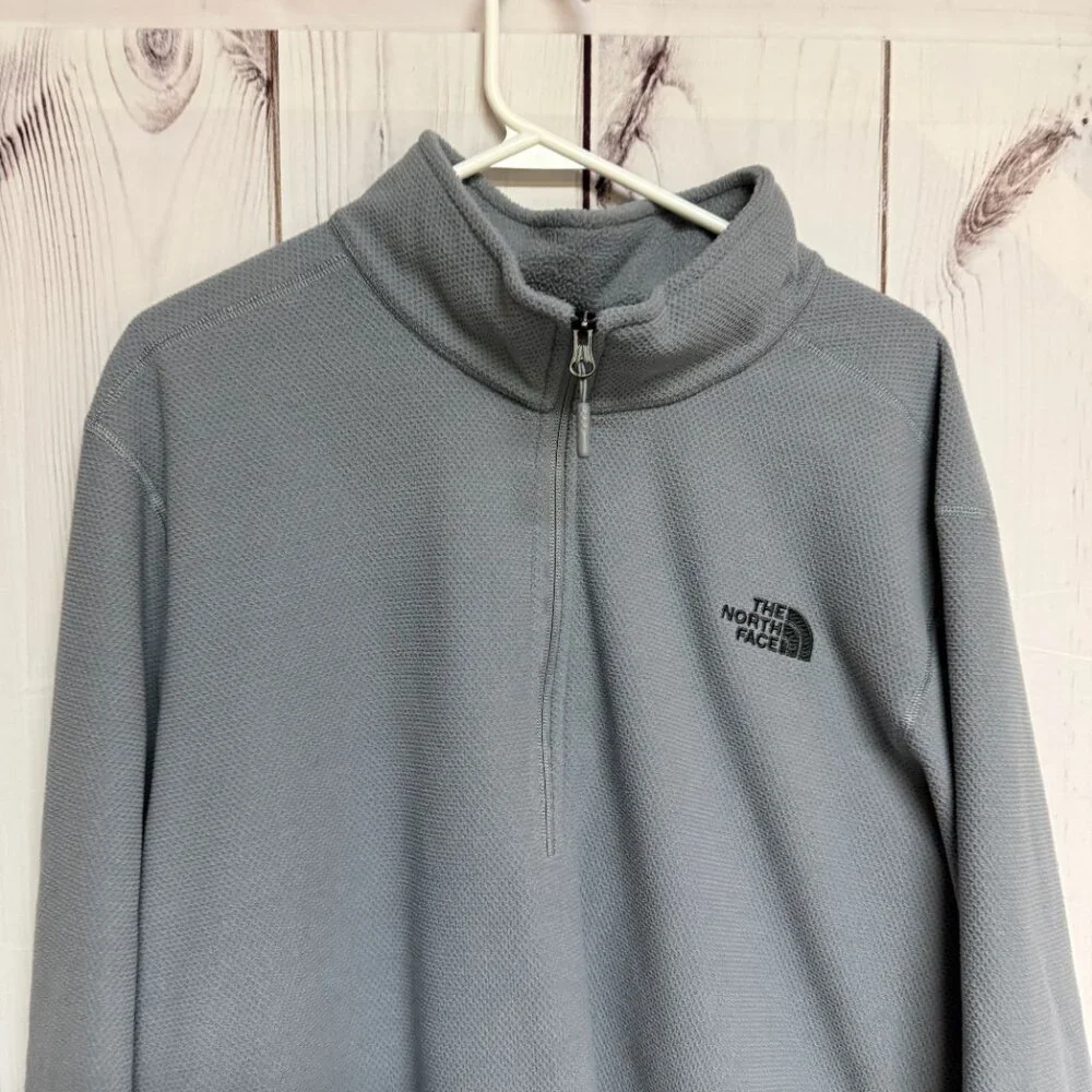 The North Face Men’s 1/4 Zip Fleece‎ Pullover XXL Gray Textured EUC